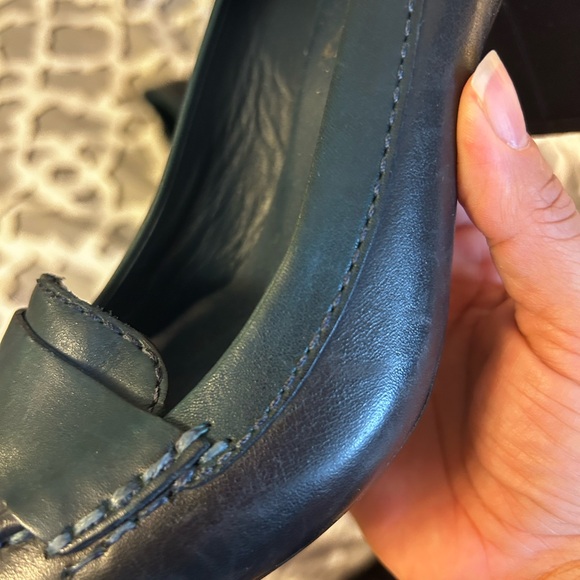NWOB Cole Haan stacked heel loafers with an almond toe in teal sz 7.5 - Picture 5 of 5